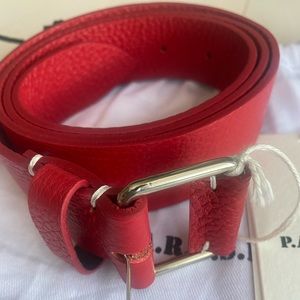 Parosh Italian Red Leather Buckled Belt Size S New with Tags